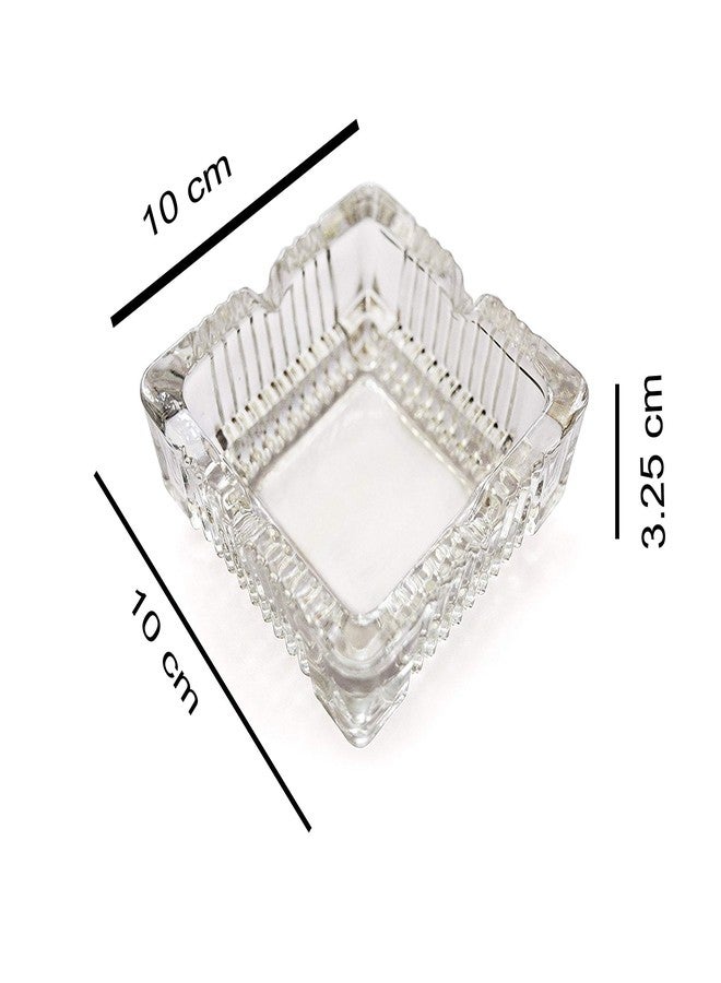 Pure Source India Glass Ashtray Glass Bowl for Decoration (Clear_3.5 Inch X 3.5 Inch X 1.1 Inch) - Image 2